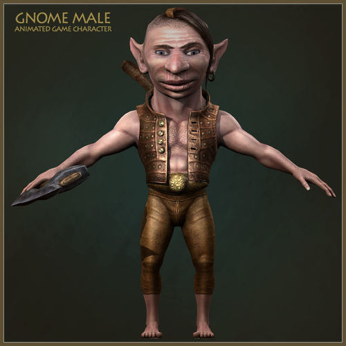 Gnome Worker Low-poly 3D model