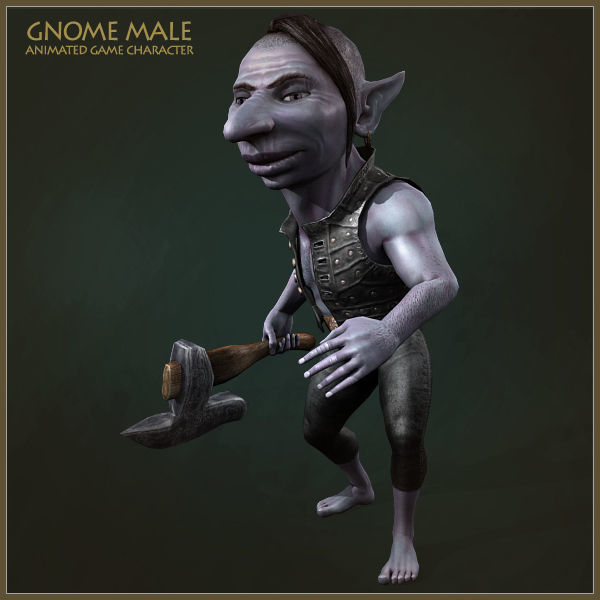 Gnome Worker Low-poly 3D model_8