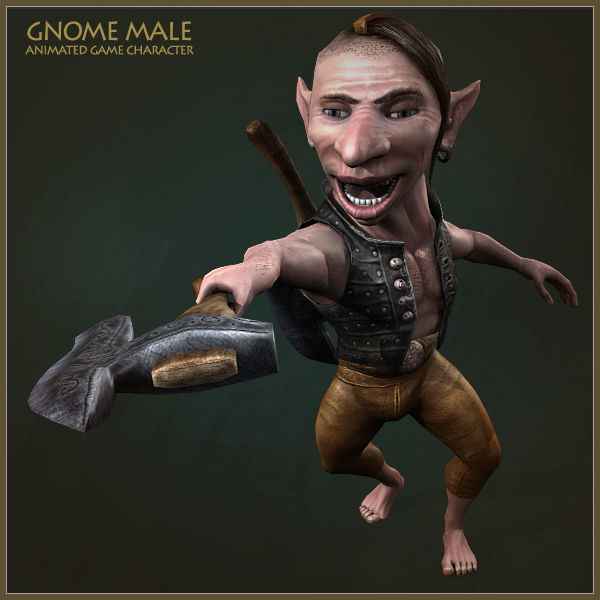 Gnome Worker Low-poly 3D model_7