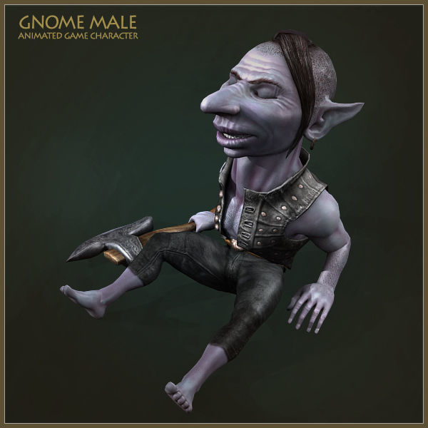 Gnome Worker Low-poly 3D model_10