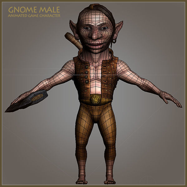 Gnome Worker Low-poly 3D model_11