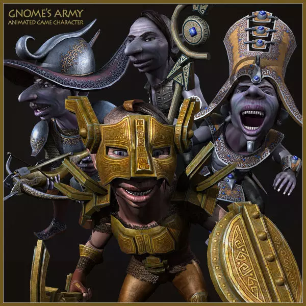 GNOMES ARMY Low-poly 3D model_0