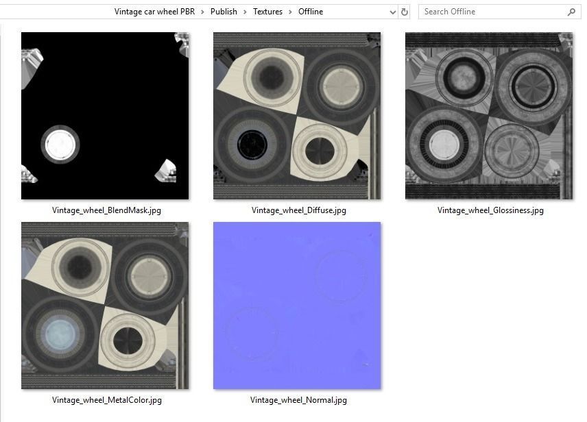 Vintage Car Wheel PBR 3D model_18