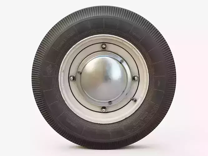 Vintage Car Wheel PBR 3D model