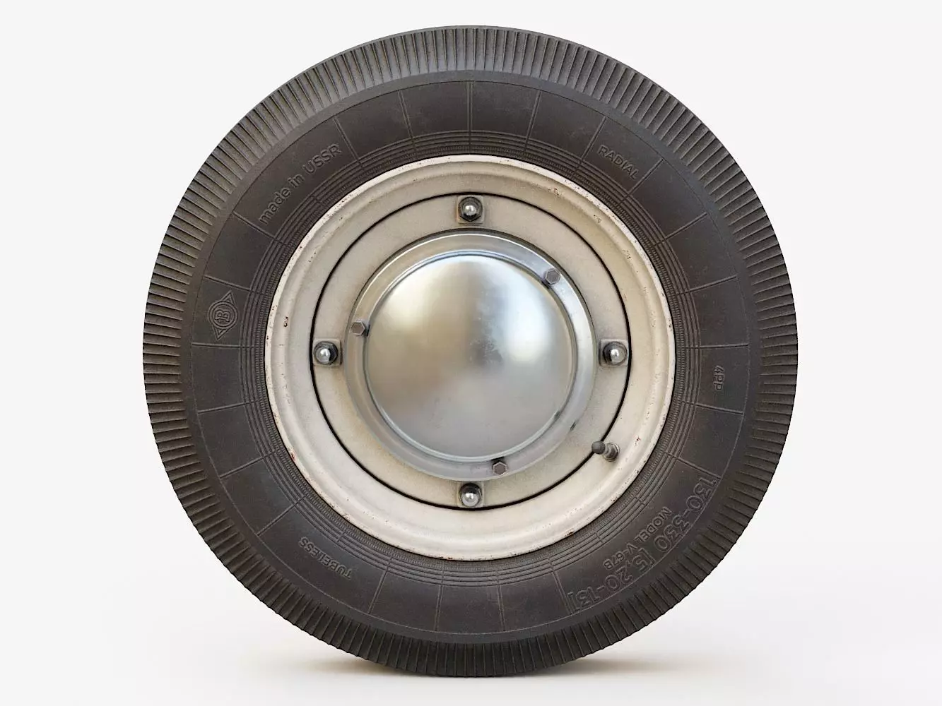 Vintage Car Wheel PBR 3D model_0