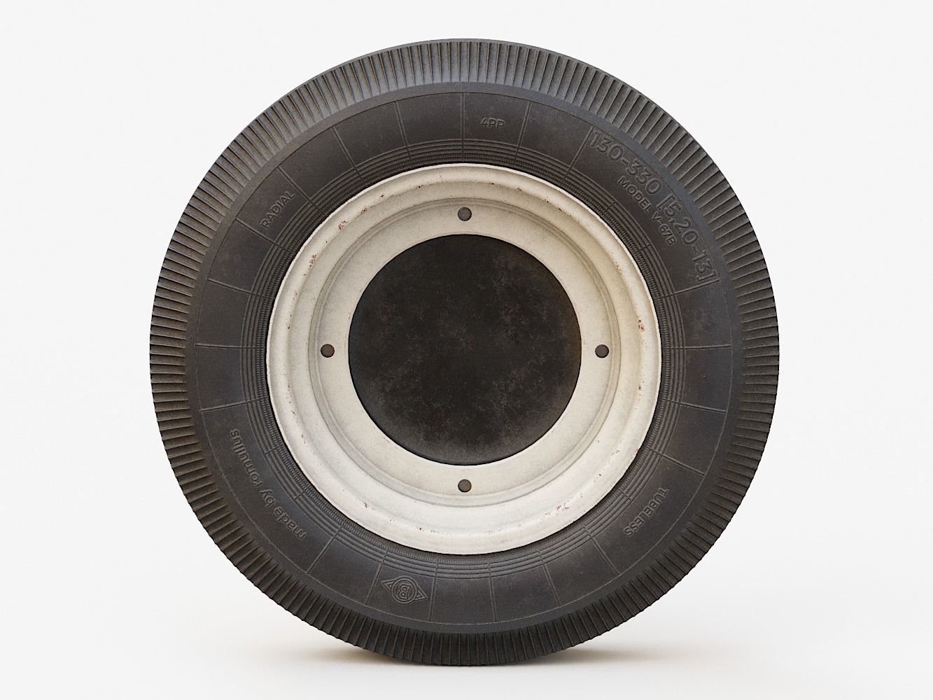 Vintage Car Wheel PBR 3D model_4