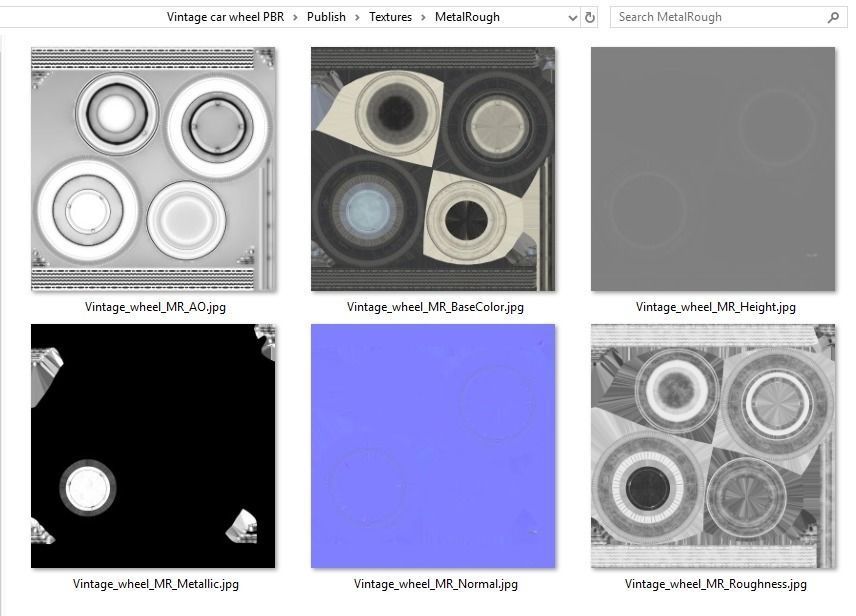 Vintage Car Wheel PBR 3D model_16