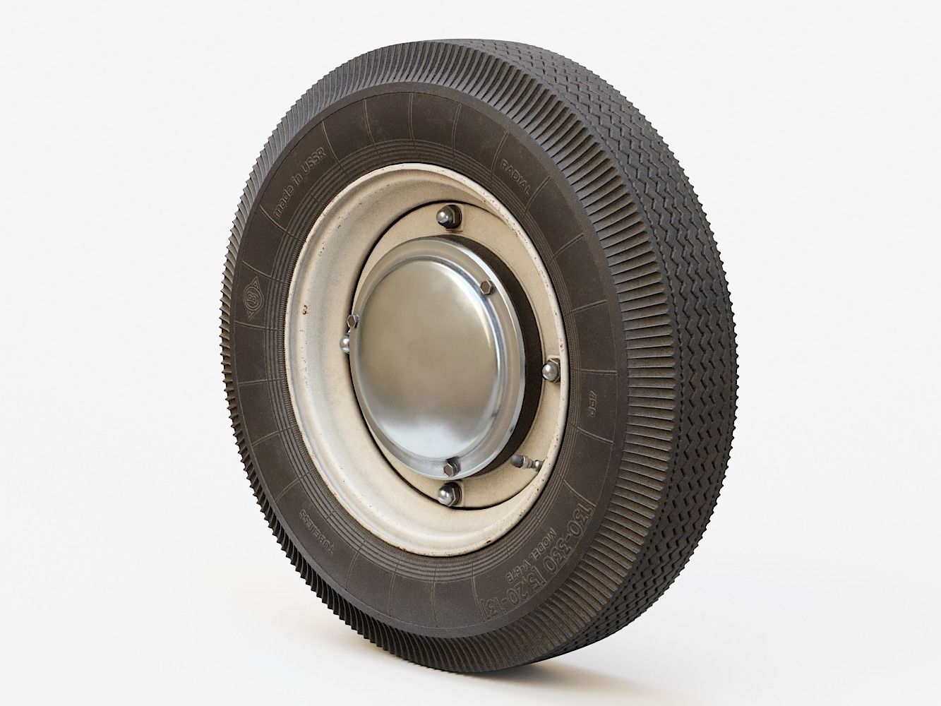 Vintage Car Wheel PBR 3D model_1