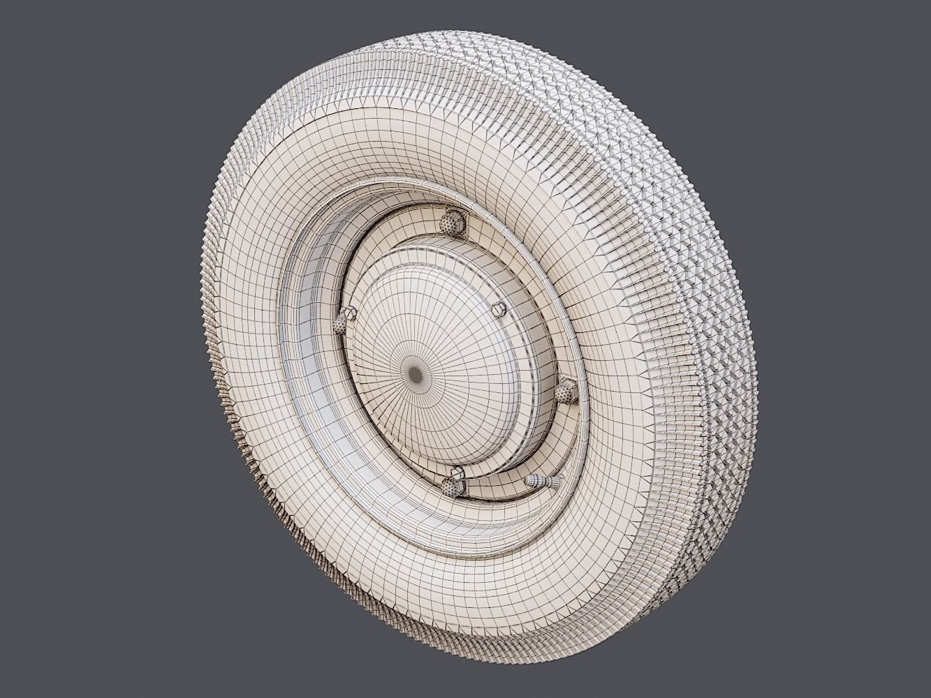 Vintage Car Wheel PBR 3D model_9