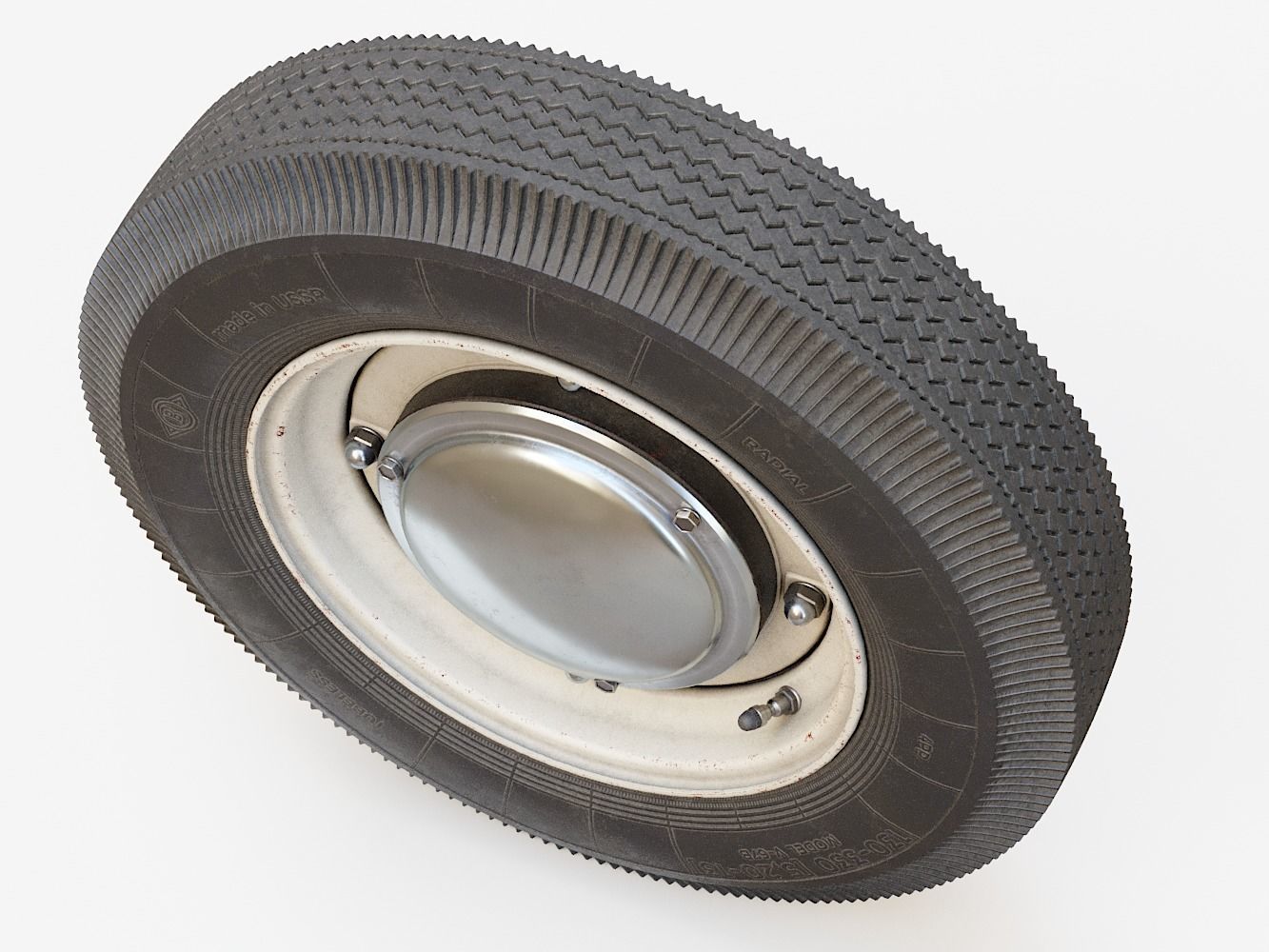 Vintage Car Wheel PBR 3D model_7