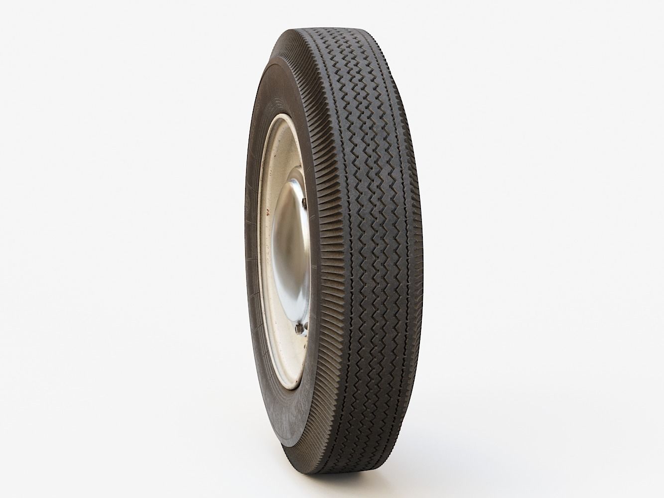 Vintage Car Wheel PBR 3D model_2