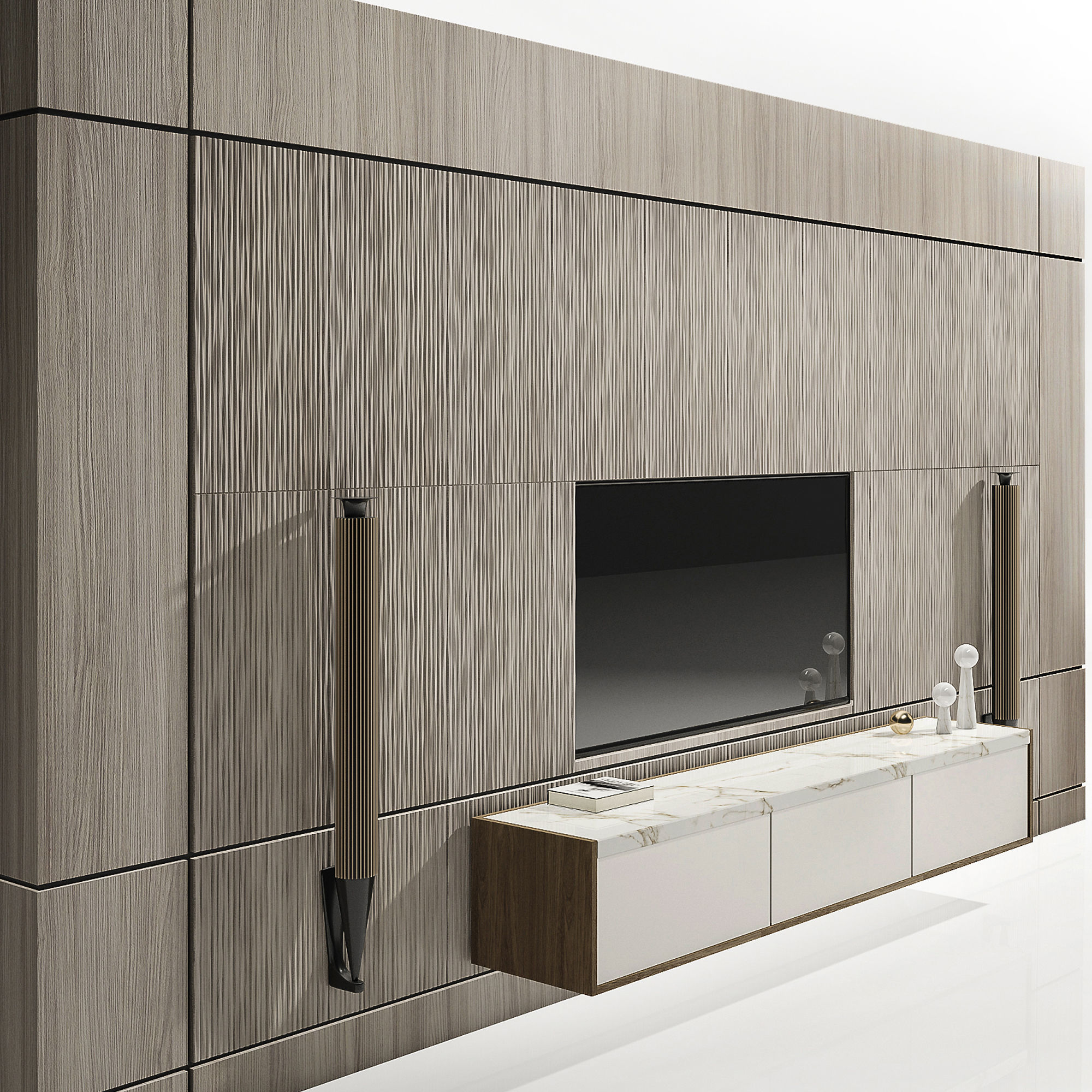 TV STAND SET 3D model_1