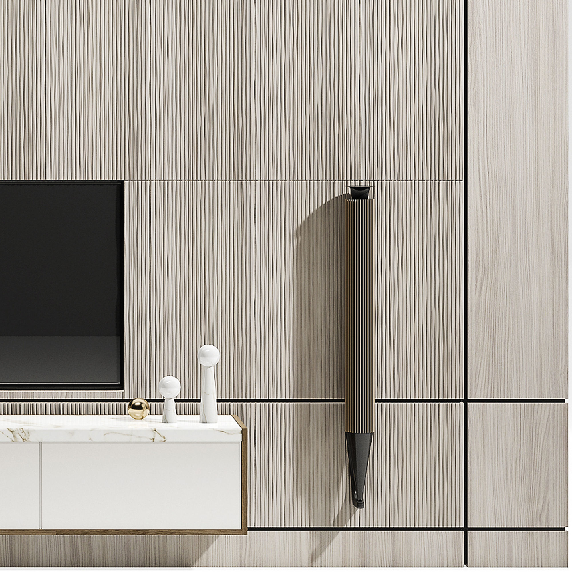 TV STAND SET 3D model_2