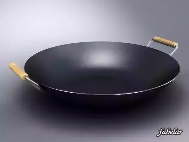 WOK with wooden handles