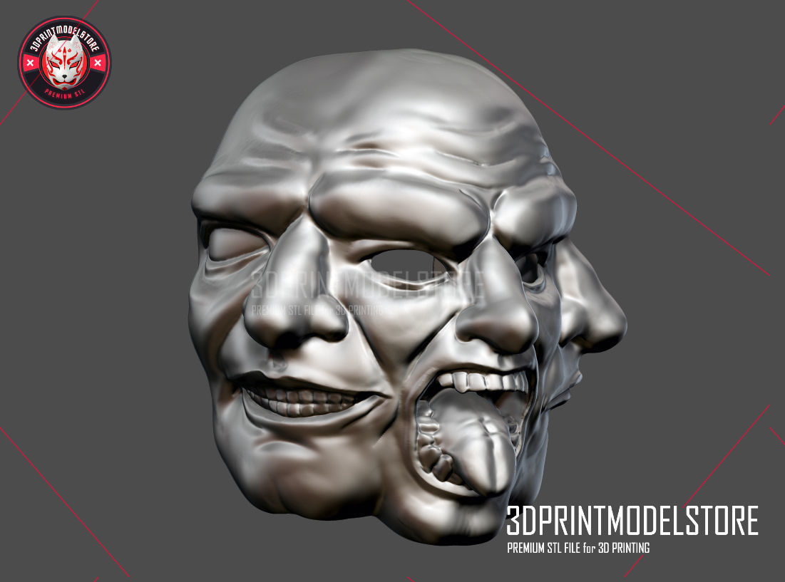 Payday 2 Horror Mask Greek Tragedy Costume Helmet STL File 3D print model_3