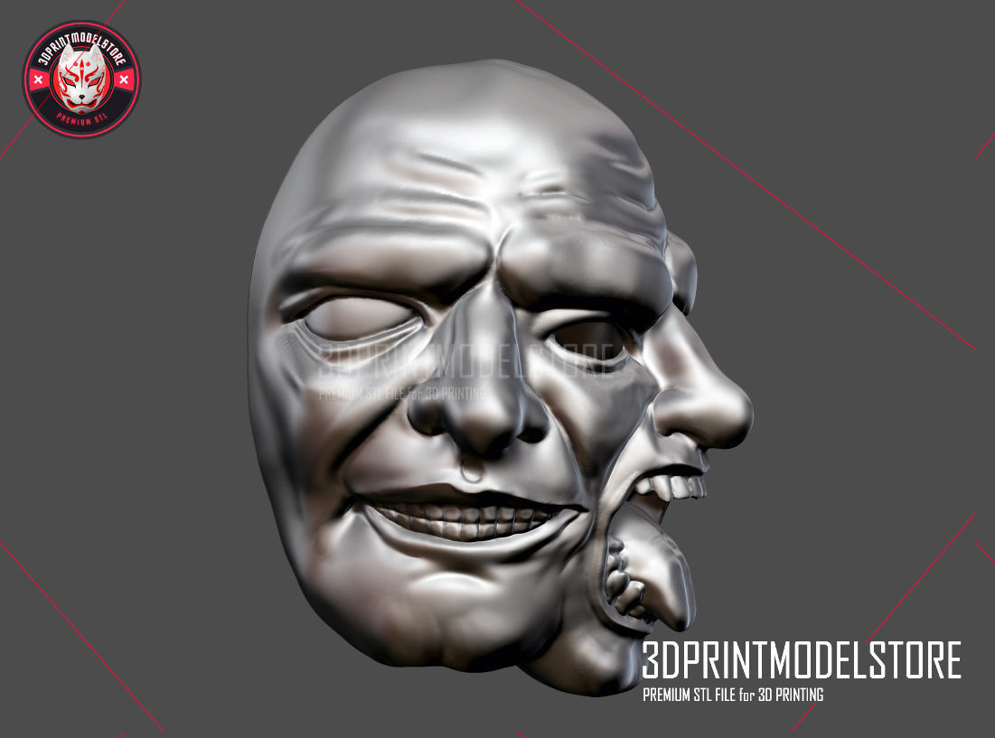 Payday 2 Horror Mask Greek Tragedy Costume Helmet STL File 3D print model_4