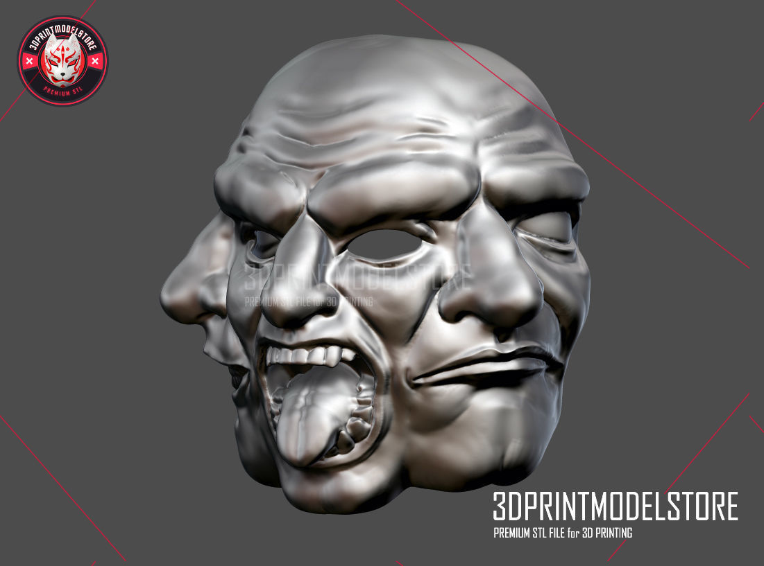 Payday 2 Horror Mask Greek Tragedy Costume Helmet STL File 3D print model_1
