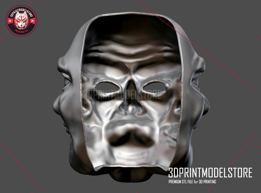 Payday 2 Horror Mask Greek Tragedy Costume Helmet STL File 3D print model_5