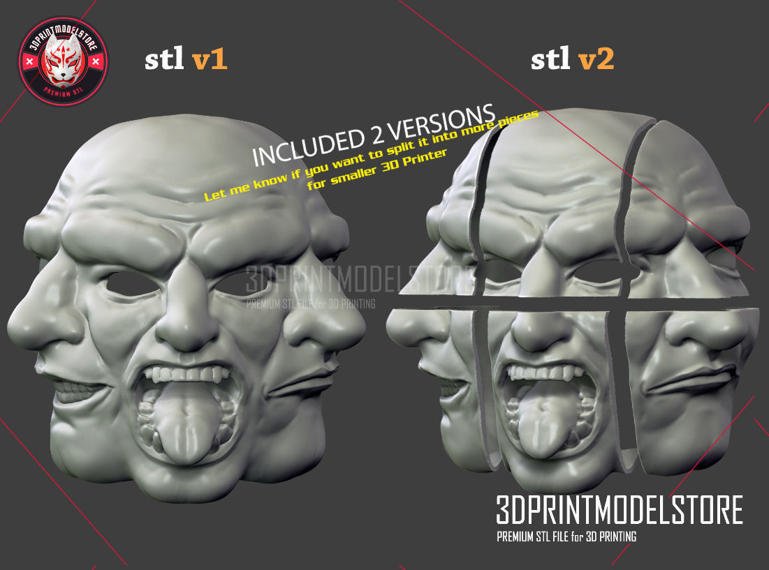 Payday 2 Horror Mask Greek Tragedy Costume Helmet STL File 3D print model_7