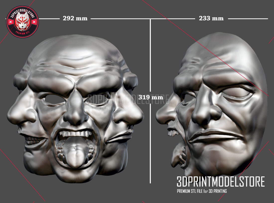 Payday 2 Horror Mask Greek Tragedy Costume Helmet STL File 3D print model_6