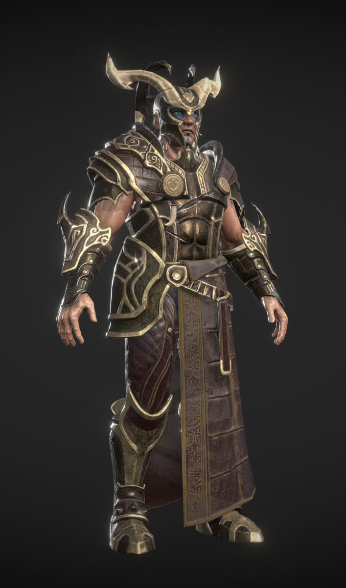 warrior armored Low-poly 3D model_6