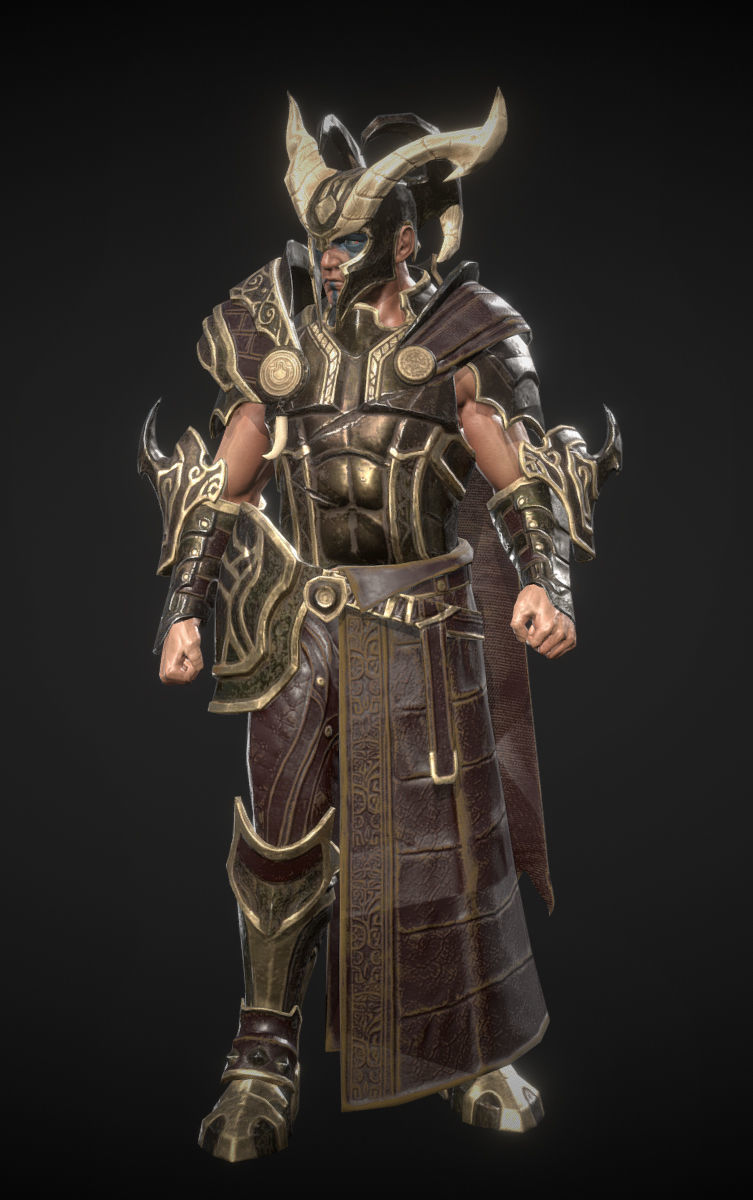 warrior armored Low-poly 3D model_1