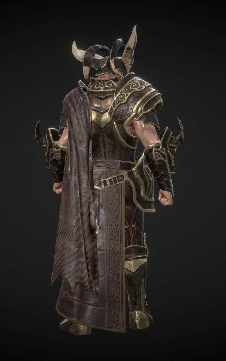 warrior armored Low-poly 3D model_3