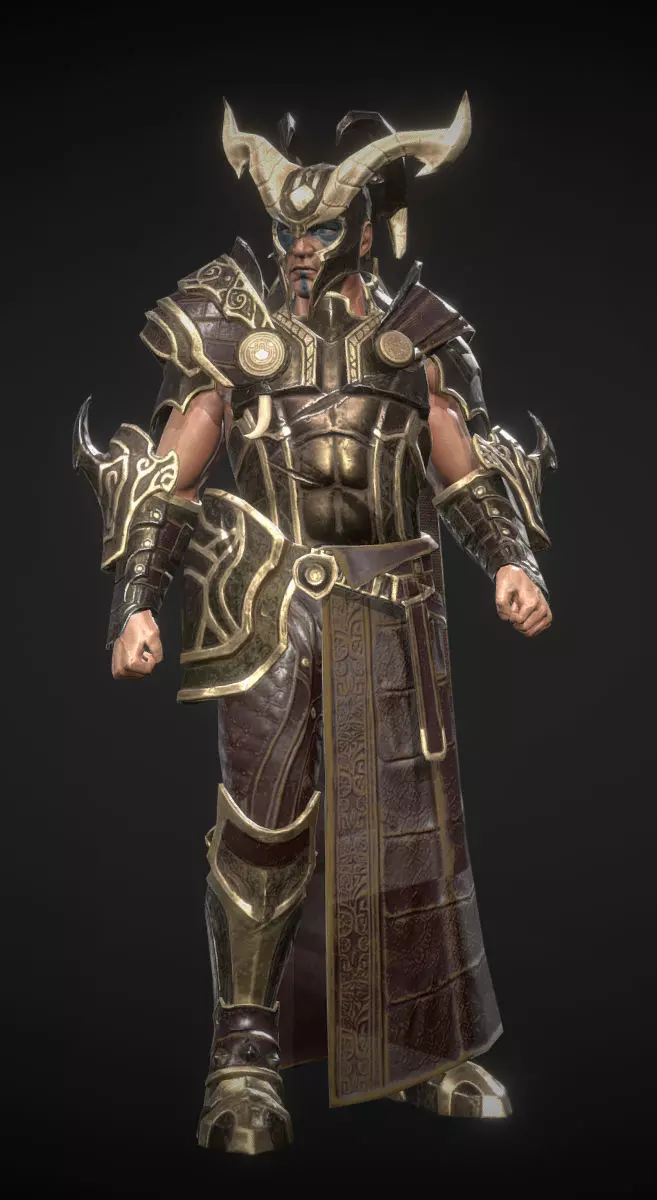 warrior armored Low-poly 3D model_0