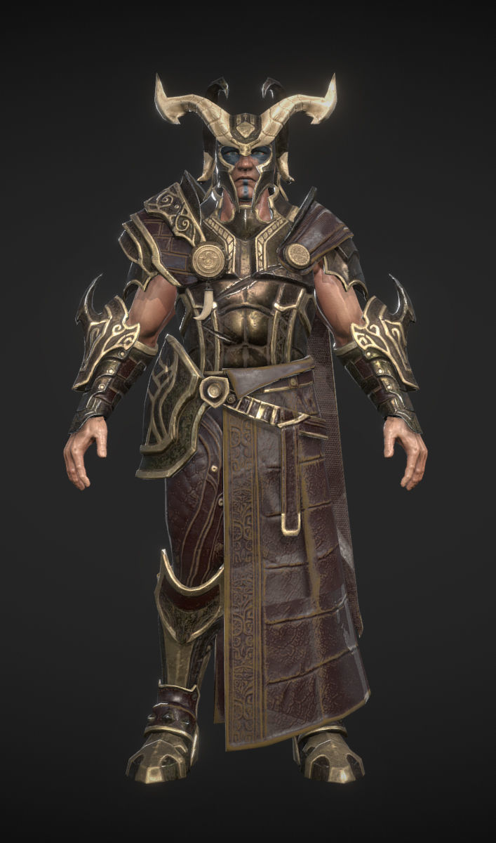 warrior armored Low-poly 3D model_7