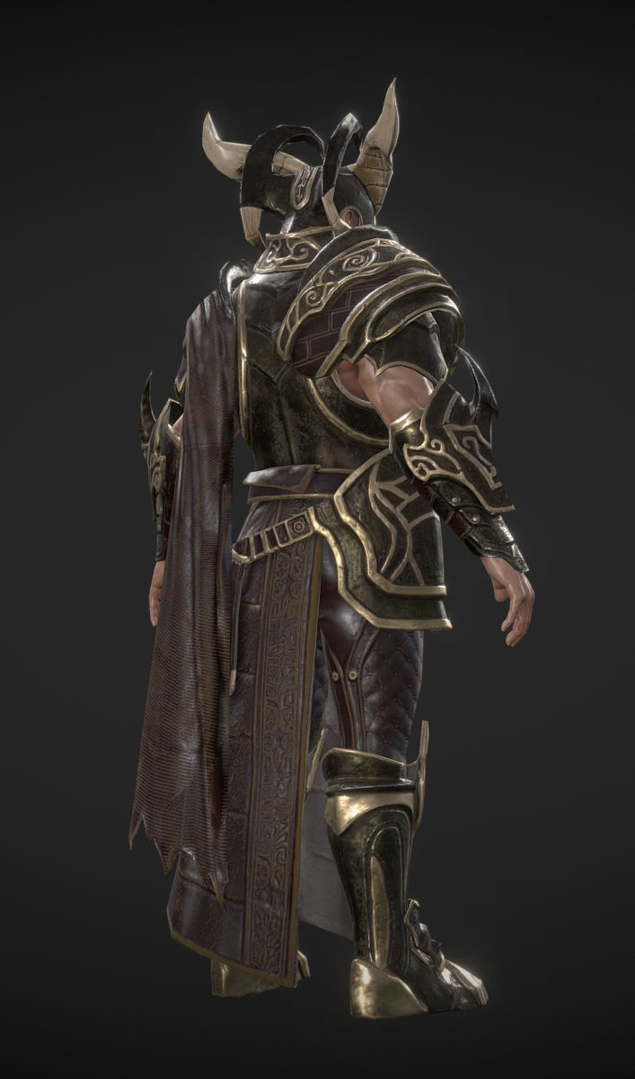 warrior armored Low-poly 3D model_4