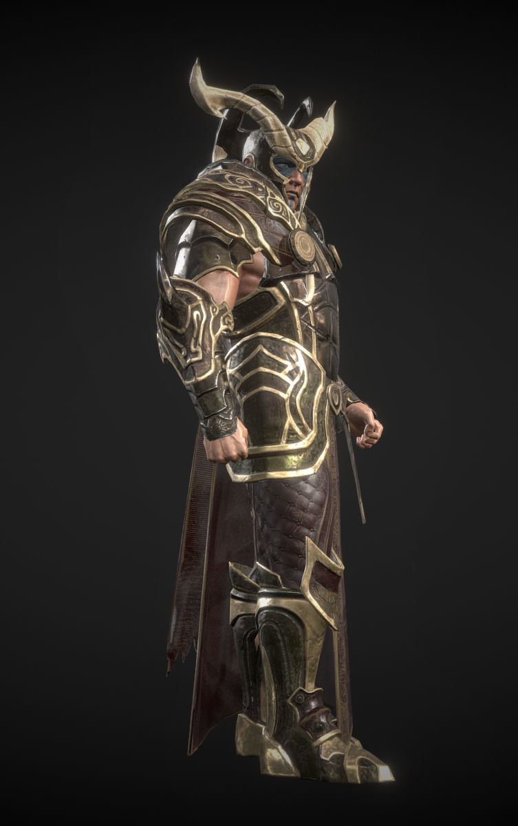 warrior armored Low-poly 3D model_2