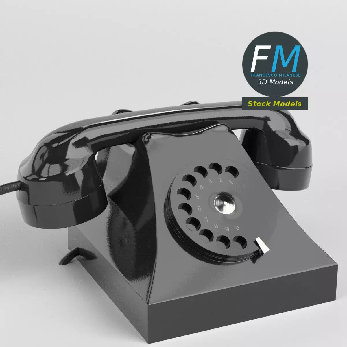 Telephone old fashioned 3D model_0