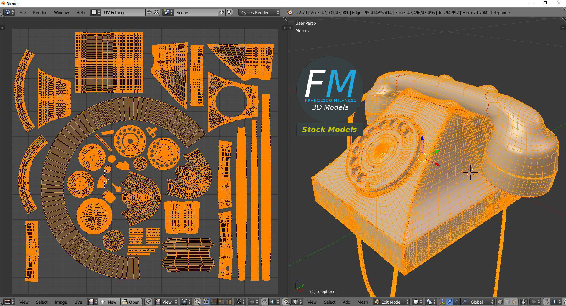 Telephone old fashioned 3D model_10
