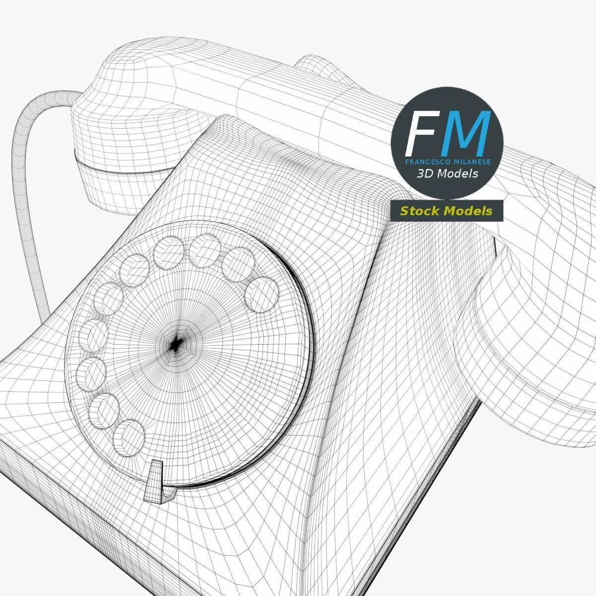 Telephone old fashioned 3D model_8