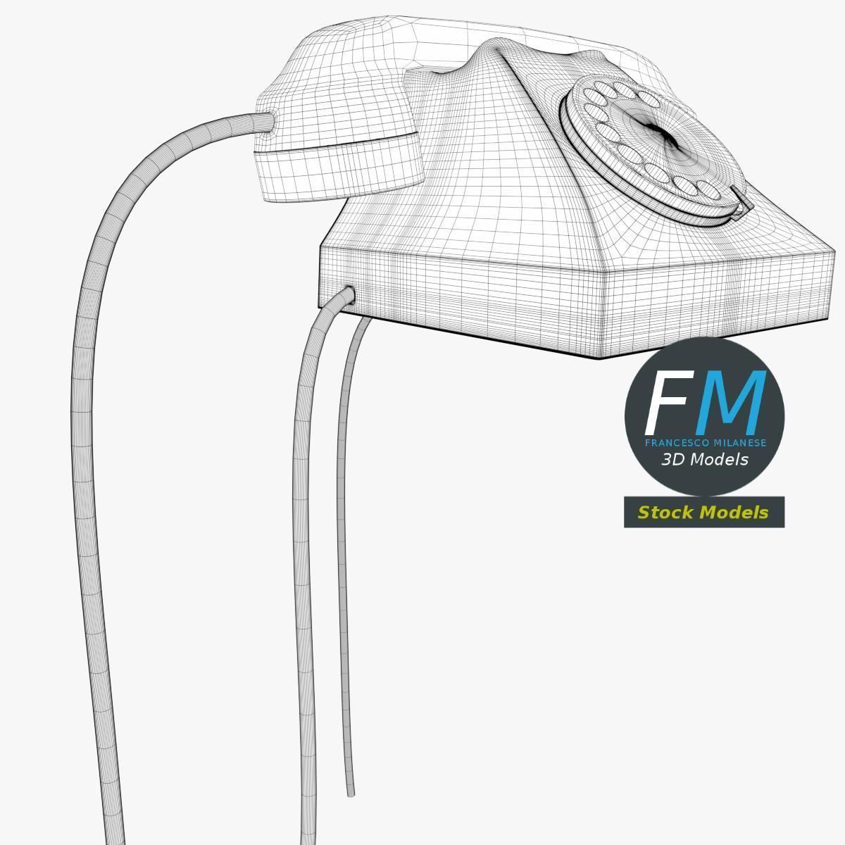 Telephone old fashioned 3D model_7