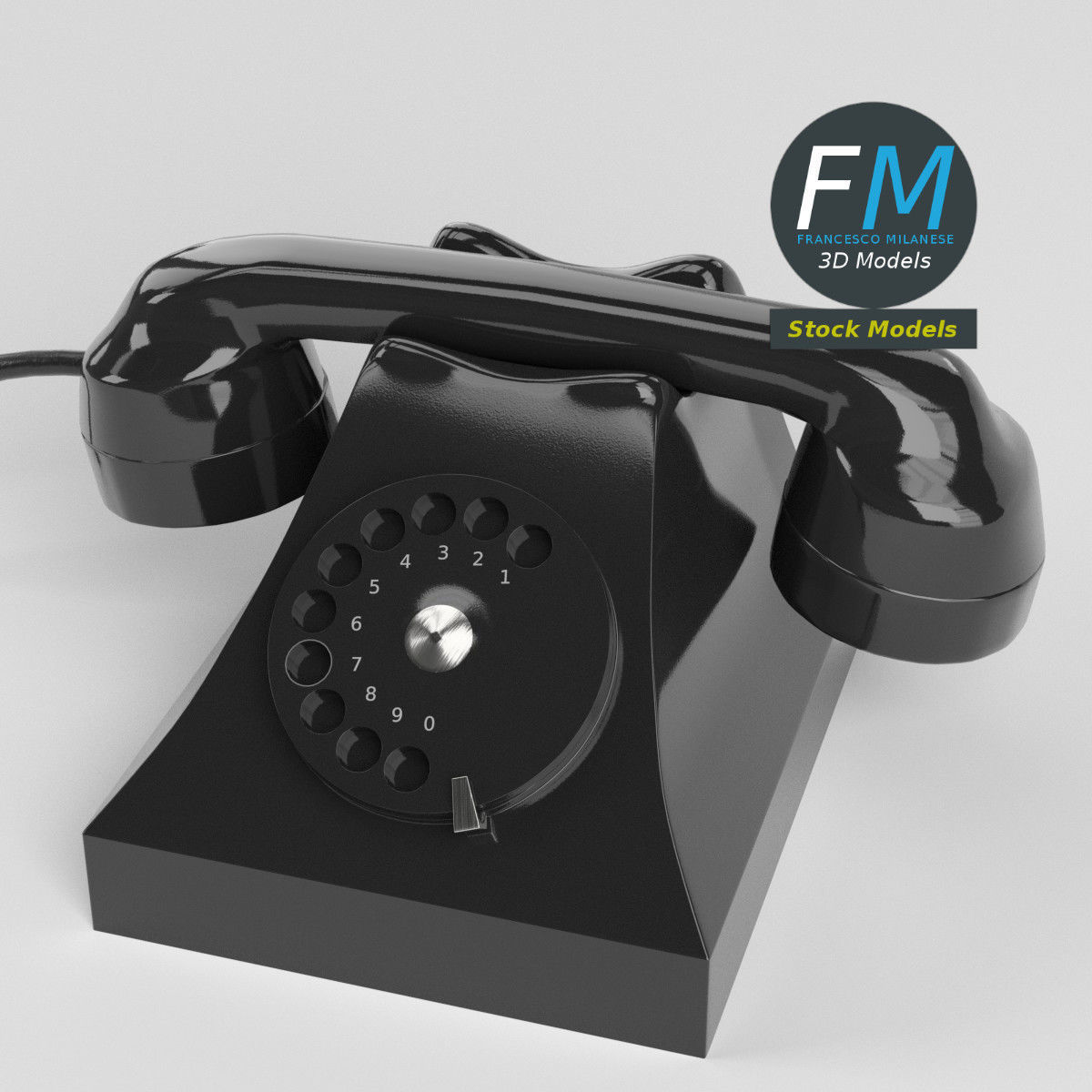 Telephone old fashioned 3D model_2