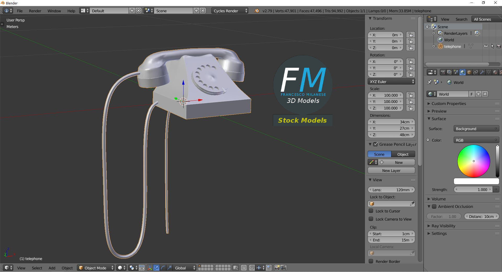 Telephone old fashioned 3D model_9