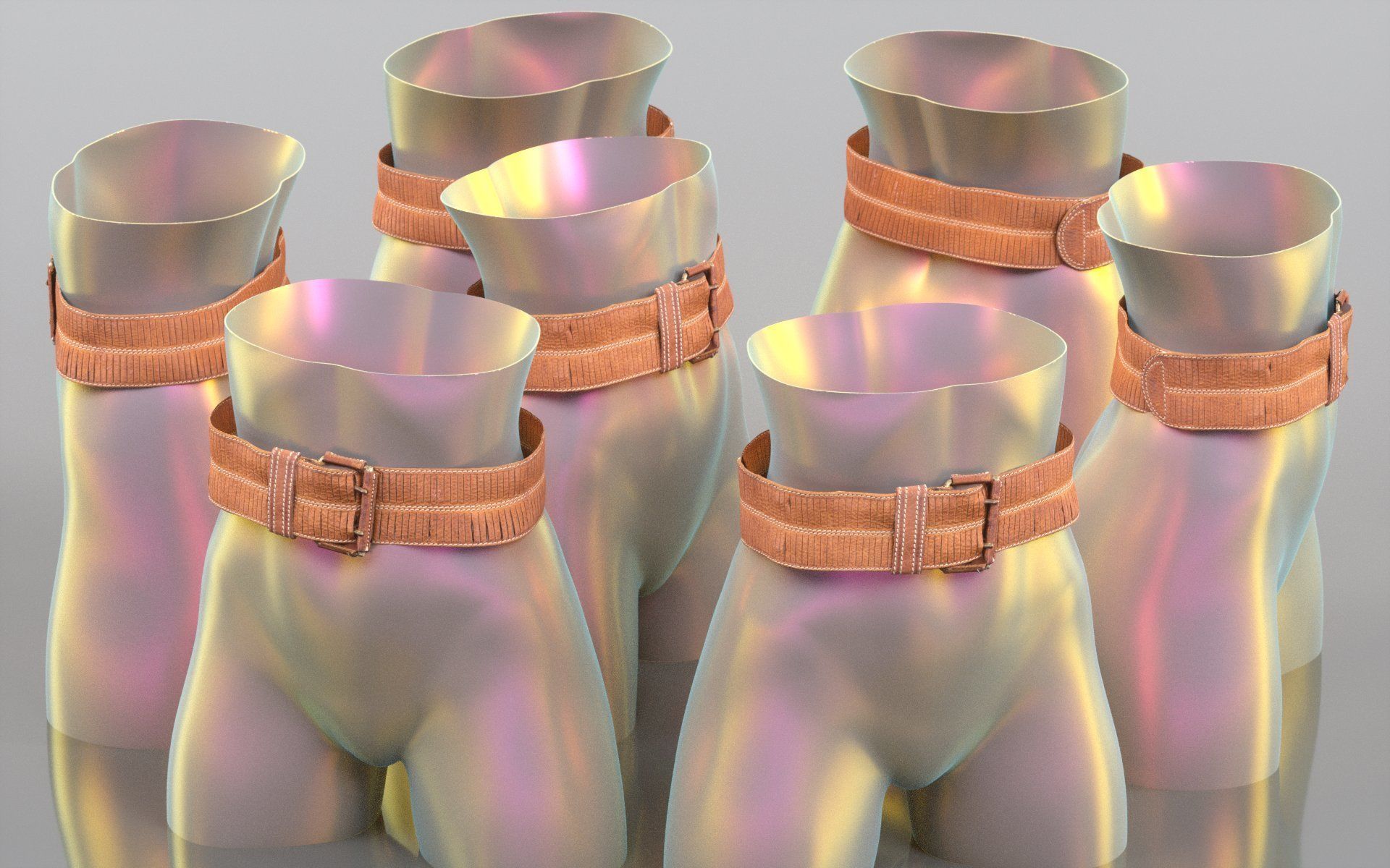 Brown Leather Detailed Belt 5 Low-poly 3D model_2