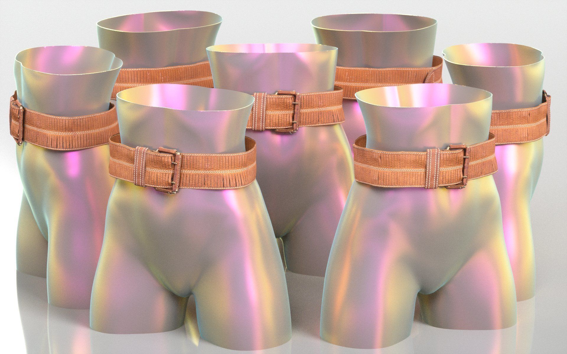 Brown Leather Detailed Belt 5 Low-poly 3D model_3