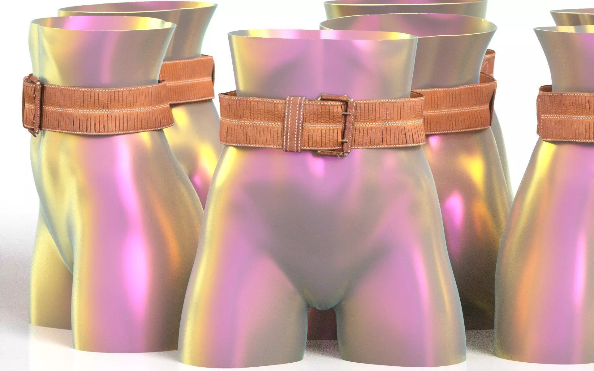 Brown Leather Detailed Belt 5 Low-poly 3D model_0