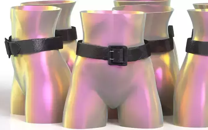 Black Shiny Belt 19 Low-poly 3D model