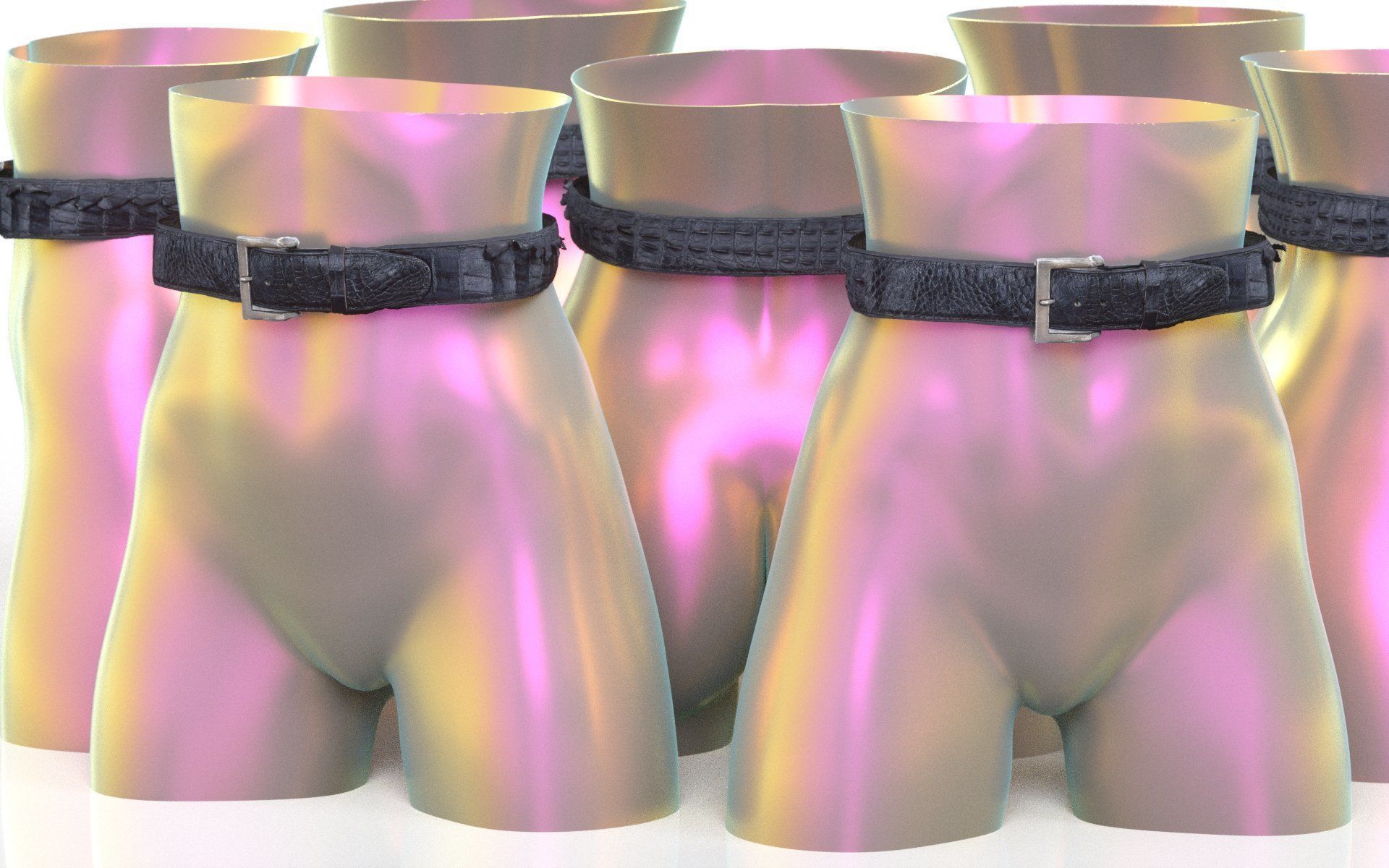 Crocodile Leather Belt 17 Low-poly 3D model_5