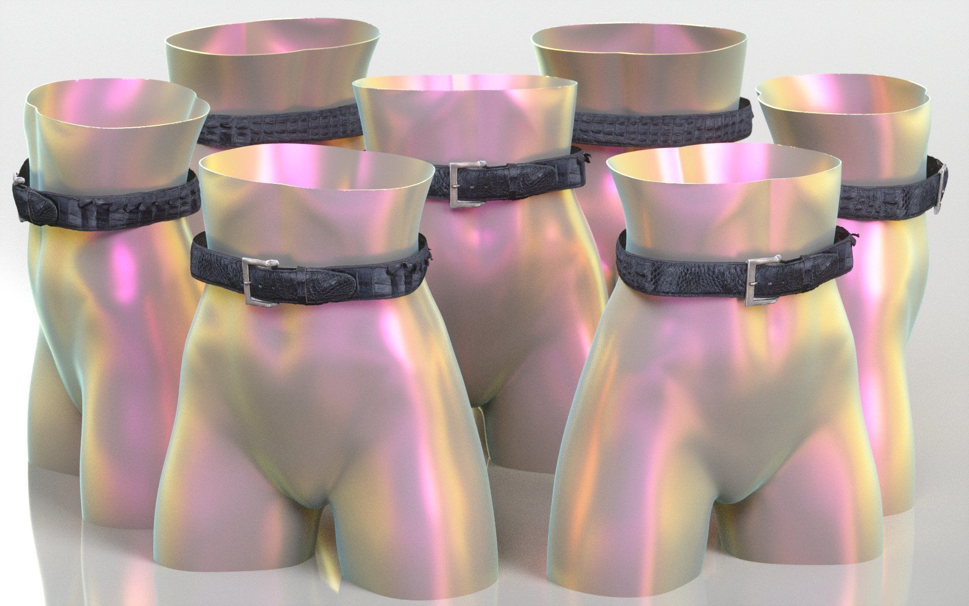 Crocodile Leather Belt 17 Low-poly 3D model_3