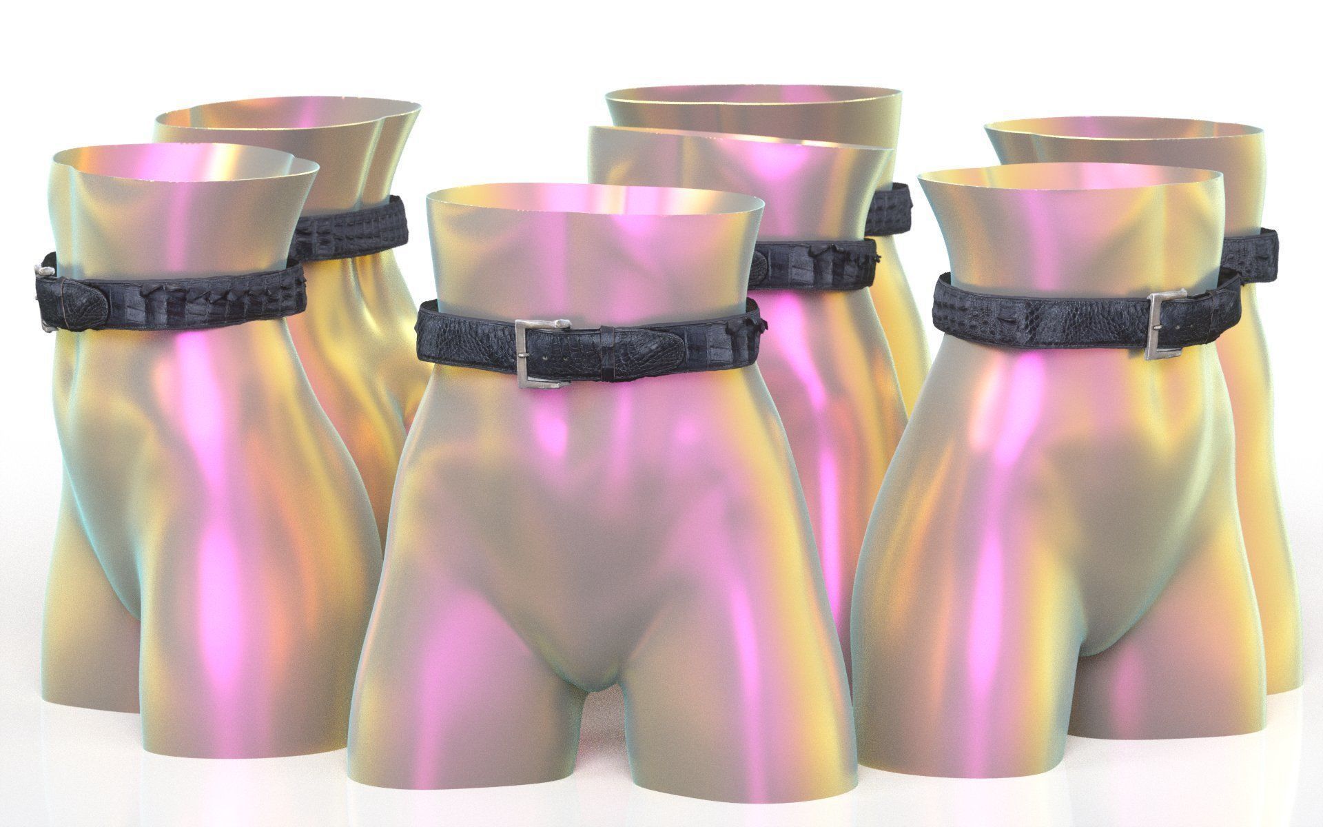 Crocodile Leather Belt 17 Low-poly 3D model_4