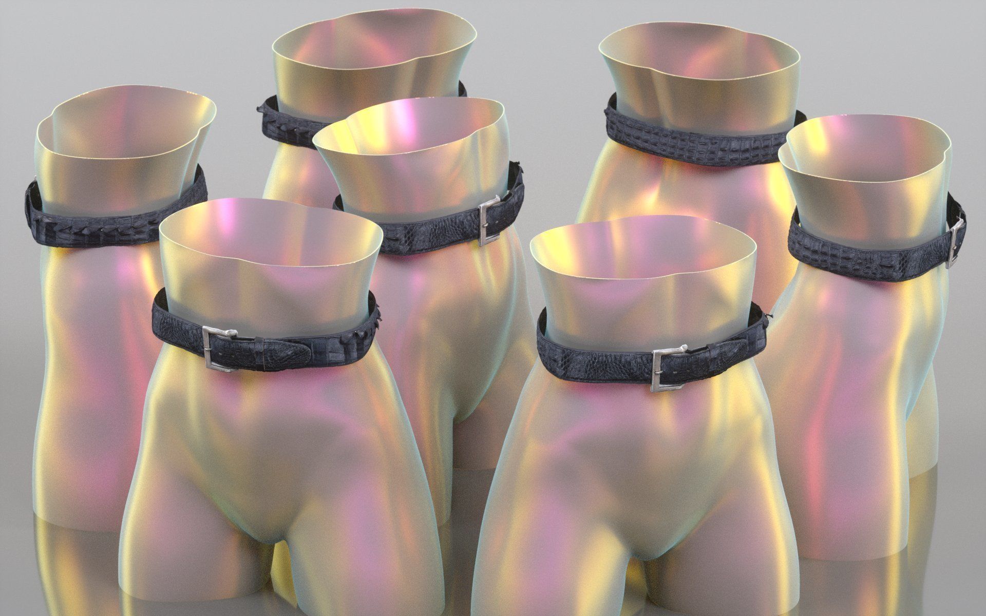 Crocodile Leather Belt 17 Low-poly 3D model_2