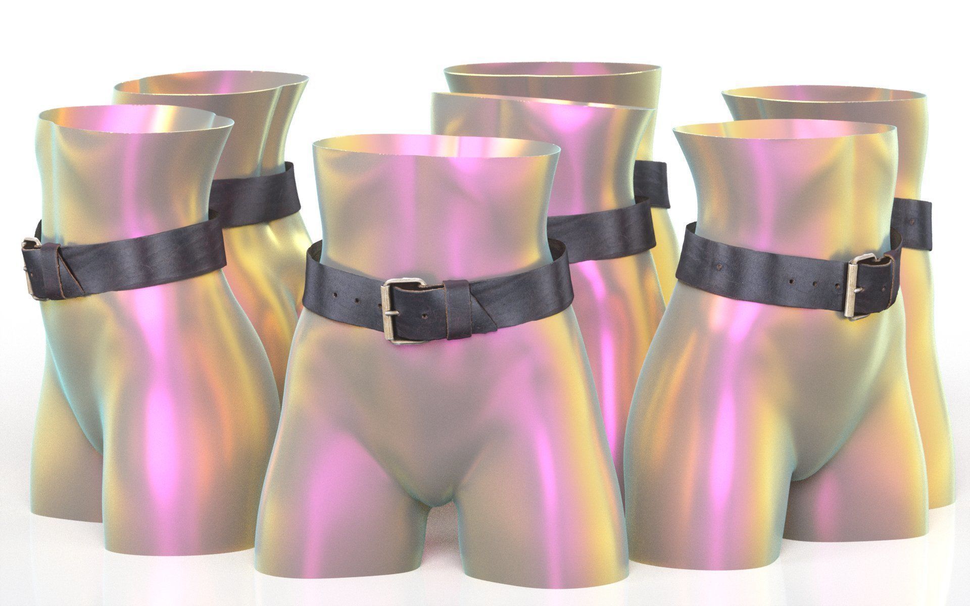 Leather Belt 11 Low-poly 3D model_4