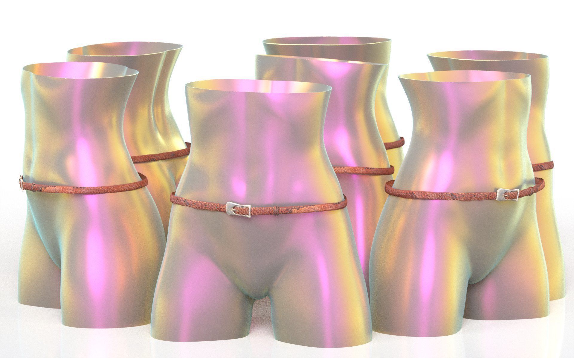 Leather Belt 10 Low-poly 3D model_4