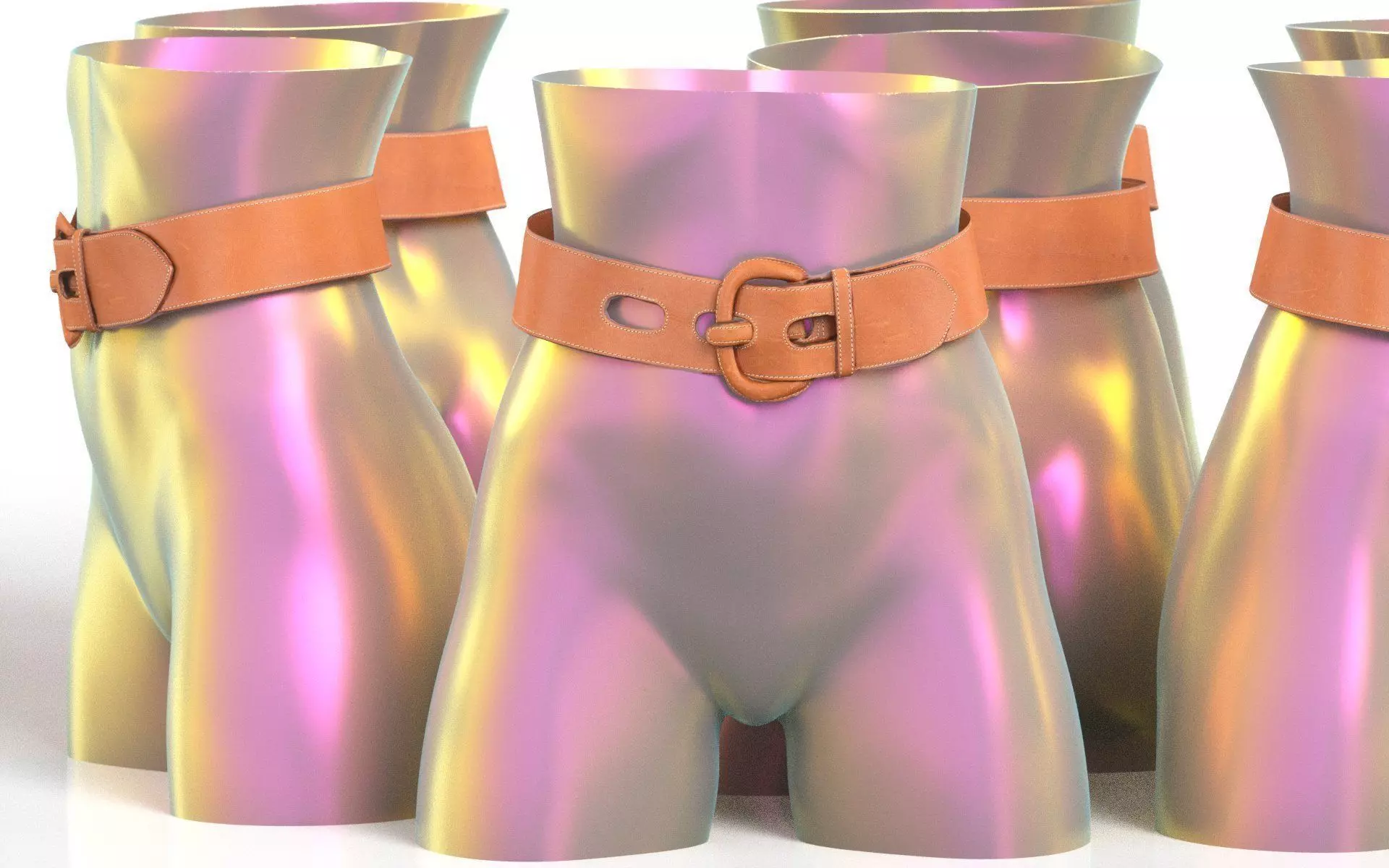 Brown Leather Belt 1 Low-poly 3D model_0