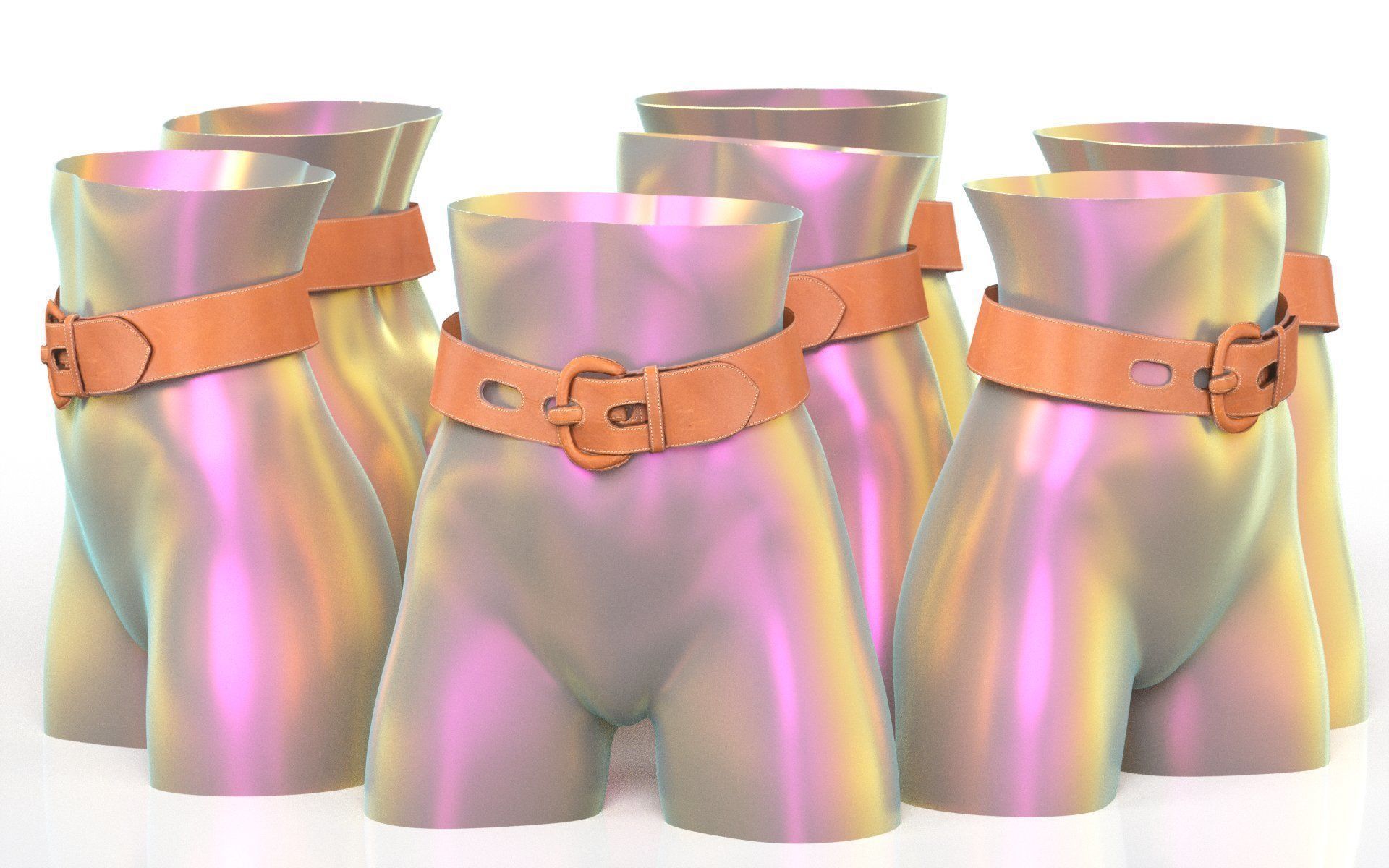 Brown Leather Belt 1 Low-poly 3D model_4