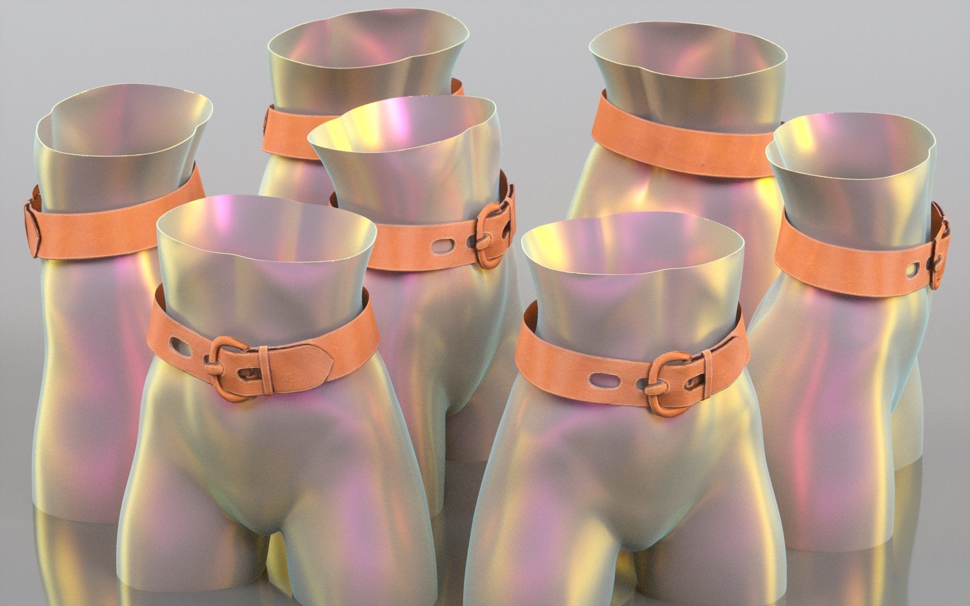 Brown Leather Belt 1 Low-poly 3D model_2